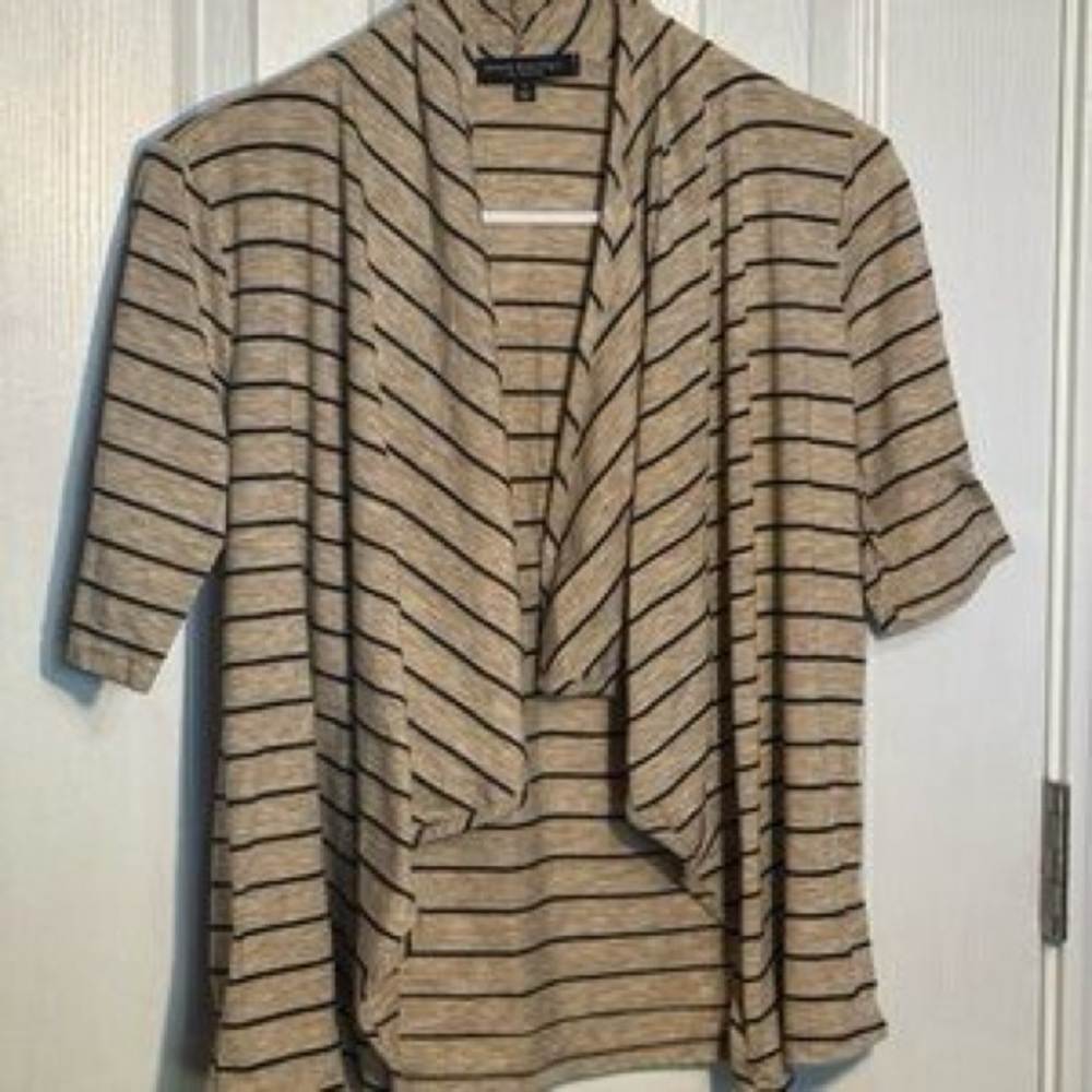 Green Envelope Beige and Black Striped Cardigan